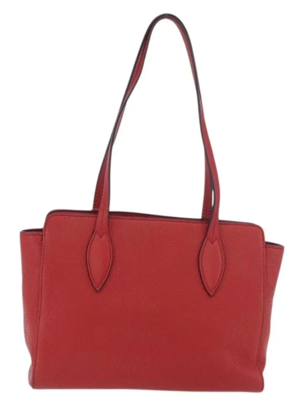 PRADA Vittero Tote Bag Leather Red Gold Auth ka3868